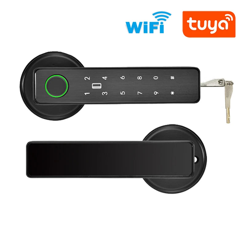 Tuya SmartLife APP WiFi Remote Control Smart Fingerprint Password RFID IC Card Lock Dead Bolt For Indoor Home Wooden Metal Door